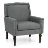 Mid-century Modern Armchair Linen Fabric Upholstered Accent Chair with Cushion