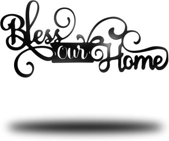 Bless This Home Wall Decor God Bless This Home Decor Sign Black Metal Wall Decorations 12.8 x 5.9 Inches for Farmhouse Entryway Living Room Kitchen Di