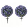 2 Pack 1.3ft Artificial Ball Eucalyptus Topiary with Ground Stake, UV Resistant Faux Greenery for Indoor Outdoor