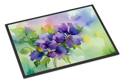 NEW New Jersey Violet in Watercolor Doormat Front Door Mat Indoor Outdoor Rugs for Entryway, Non Slip Washable Low Pile, 18H X 27W