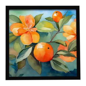 Florida Orange Blossom in Watercolor Framed Metal Print Bathroom, Kitchen, Office, Home Decor Wall Art Ready to Hang, Square, 8X8