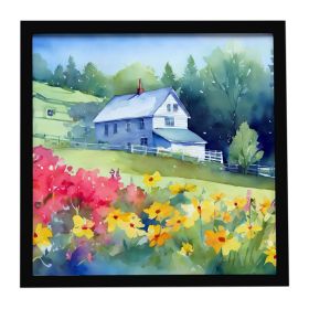 Massachusetts Mayflowers in Watercolor Framed Metal Print Bathroom, Kitchen, Office, Home Decor Wall Art Ready to Hang, Square, 8X8
