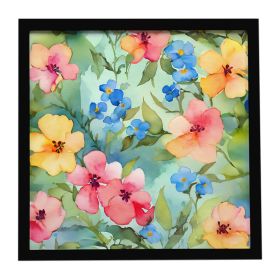 Alaska Forget-me-nots in Watercolor Framed Metal Print Bathroom, Kitchen, Office, Home Decor Wall Art Ready to Hang, Square, 8X8