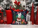 NEW White Pit Bull Terrier Christmas Throw Pillow Machine Washable, Indoor Outdoor Decorative Pillow for Couch, Bed or Patio, 14Hx14W