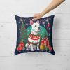 NEW White Pit Bull Terrier Christmas Throw Pillow Machine Washable, Indoor Outdoor Decorative Pillow for Couch, Bed or Patio, 14Hx14W