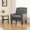 Mid-century Modern Armchair Linen Fabric Upholstered Accent Chair with Cushion