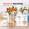 4PCS Gold Metal Column Wedding Flower Stand, 31.5inch High With Metal Laminate, Vase Geometric Centerpiece Stands