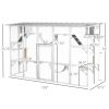 Catio Playground Cat Window Box Outside Enclosure, Wooden Outdoor Cat House with Weather Protection Roof for Multiple Kitties