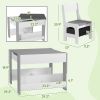 Kids Play Table Set 3PC with Reversible Top, Chalkboard, Storage, Bookshelf, Gray, Educational