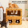 Cat Beds for Indoor Cats   Wooden Cat Scratcher House & Cardboard Condos   Covered  Kitten Bed Cave Furniture  Cute Playhouse Box