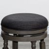 24" Counter Stool, Weathered Gray Finish, Charcoal Fabric Seat