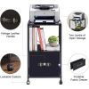 Black Metal Wood Printer Stand Table File Cabinet with Fabric Drawer on Wheels