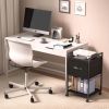 Black Wood Metal Printer Stand Table File Cabinet with Fabric Drawer on Wheels