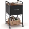 Modern Metal Wood Printer Stand Table File Cabinet with Fabric Drawer on Wheels