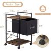 Modern Metal Wood Printer Stand Table File Cabinet with Fabric Drawer on Wheels