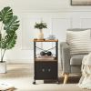 Metal Wood Printer Stand Side Table File Cabinet with Fabric Drawer on Wheels