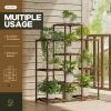 Natural Wood Bookcase Plant Stand Shelving Rack - Holds up to 9 Planters