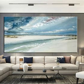 Hand Painted Oil Paintings Abstract Seascape Painting Beach Ocean  Living Room Hallway Luxurious Decorative Painting (style: 01, size: 150X220cm)