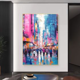 Hand Painted Oil Painting Abstract Cityscape Oil Painting on Canvas Original Urban Scenery Painting Modern Building Art Living room Wall Decor Custom (style: 01, size: 150X220cm)