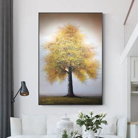 Hand Painted Oil Painting Original Tree Painting on Canvas Large Abstract Gold Big Tower Tree Landscape Acrylic Oil Painting Modern Living Room Wall A (style: 01, size: 90X120cm)