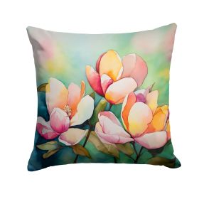 Mississippi Magnolia in Watercolor Throw Pillow Machine Washable, Indoor Outdoor Decorative Pillow for Couch, Bed or Patio, 18Hx18W (Default: Default)