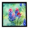 Texas Bluebonnets in Watercolor Framed Metal Print Bathroom, Kitchen, Office, Home Decor Wall Art Ready to Hang, Square, 8X8
