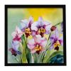 Orchids in Watercolor Framed Metal Print Bathroom, Kitchen, Office, Home Decor Wall Art Ready to Hang, Square, 8X8