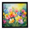 Freesias in Watercolor Framed Metal Print Bathroom, Kitchen, Office, Home Decor Wall Art Ready to Hang, Square, 8X8