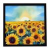 Kansas Sunflowers in Watercolor Framed Metal Print Bathroom, Kitchen, Office, Home Decor Wall Art Ready to Hang, Square, 8X8