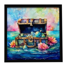 Treasure Chest Framed Metal Print Bathroom, Kitchen, Office, Home Decor Wall Art Ready to Hang, Square, 8X8 (Default: Default)